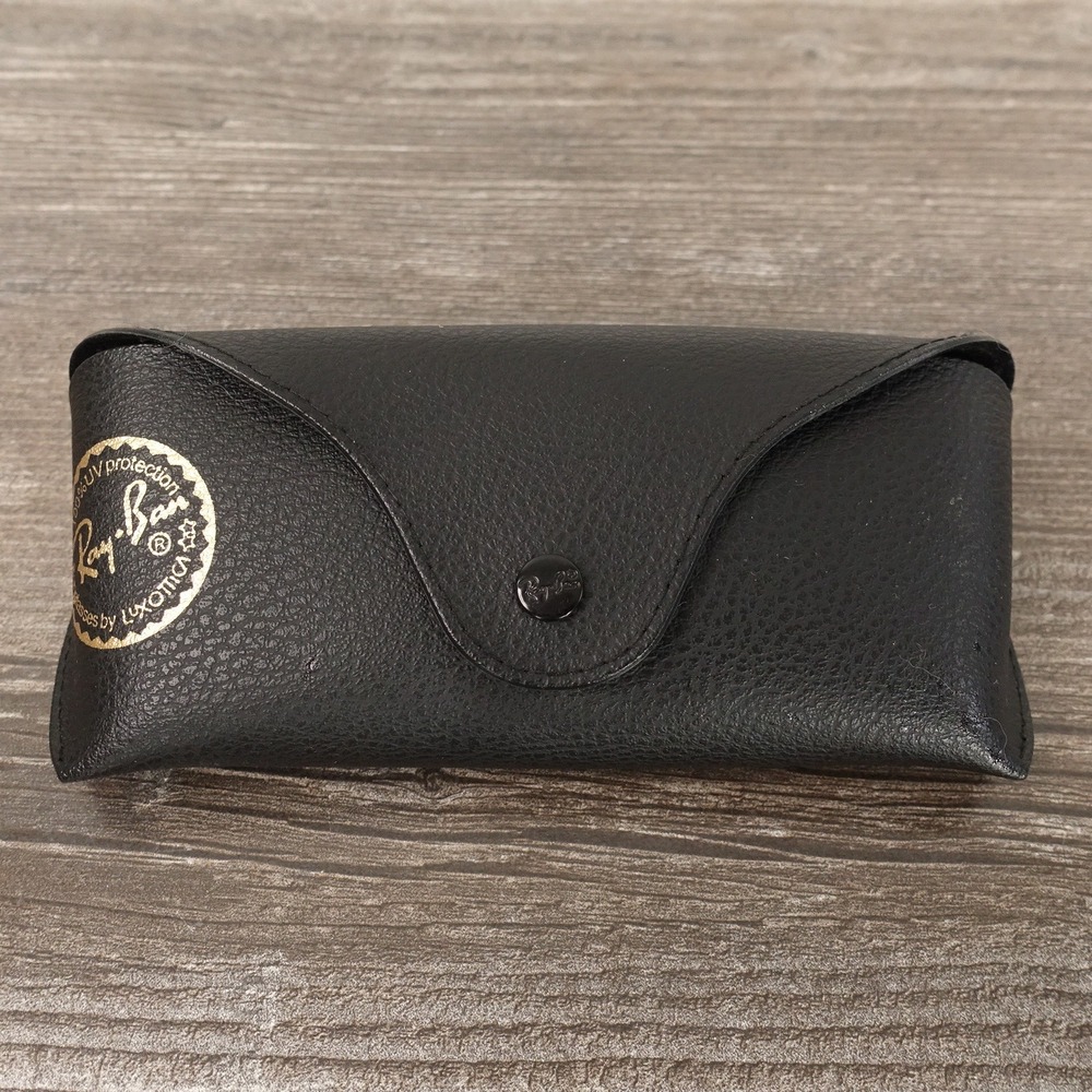 Ray-Ban Sunglasses Case Unisex OS Black Excellent Pebbled Leather Snap Closure
